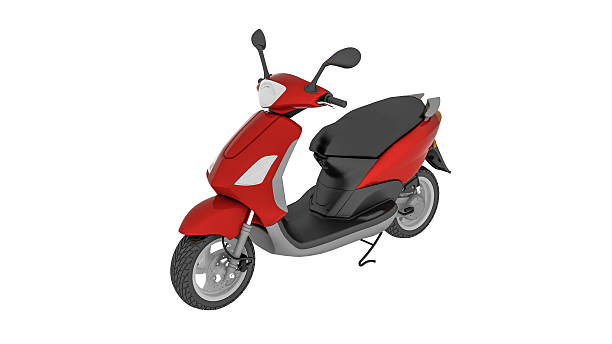 High angle view of gold and black colored parked electric scooter with wrapped Italian flag at Swiss City on a hot summer day. Photo taken June 29th, 2024, Zurich, Switzerland.