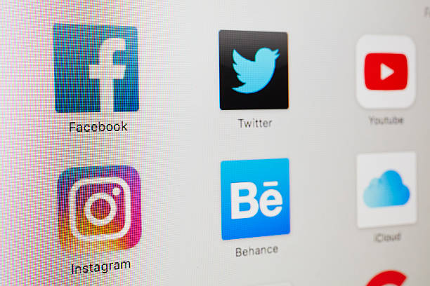 Istanbul, Turkey - July 10, 2016: Apple iMac Safari screen with social media applications icons Facebook, Instagram, Twitter, Youtube, iCloud, Behance etc.