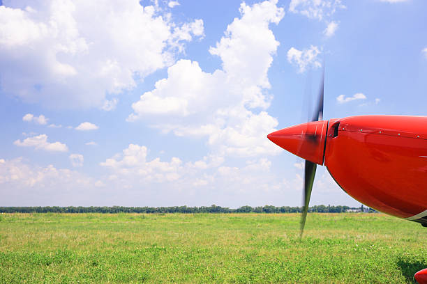 istock The front part of the aircraft with a propeller. 576545870