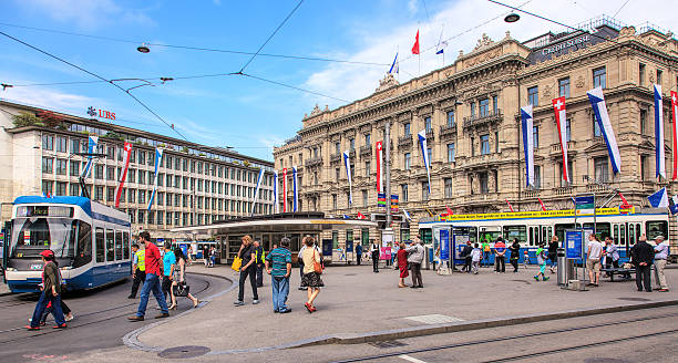 Paradeplatz square in Zurich, Switzerland stock photo