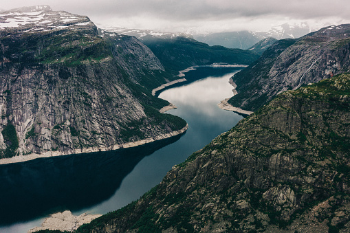 View from Trolltunga rock in Norway 