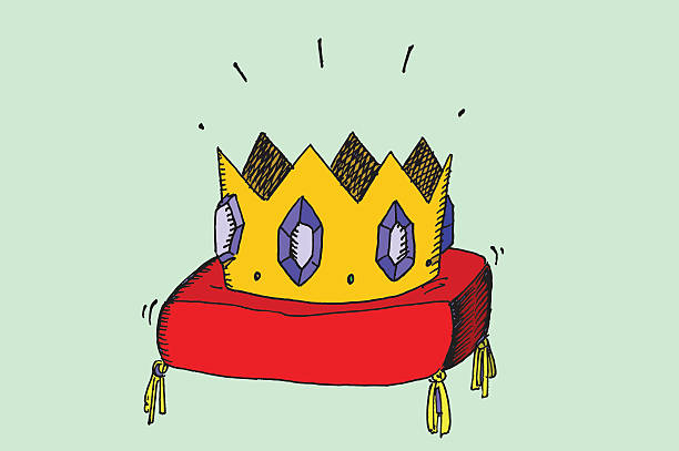 Golden crown with jewels vector art illustration