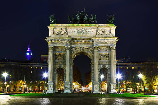 Arch of Peace in Milan, Italy stock photo