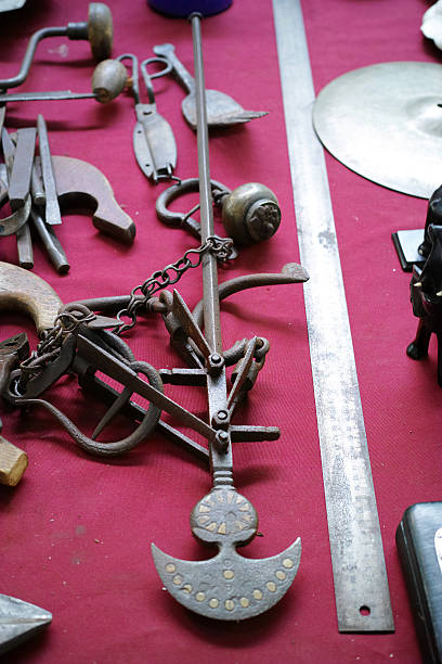 istock Ancient Antique Metal Working From Middle East With Red Background 576553478