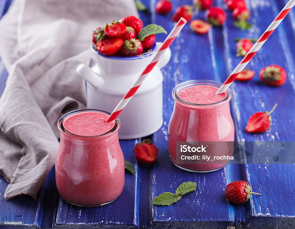 Strawberry smoothies. Backgrounds Stock Photo