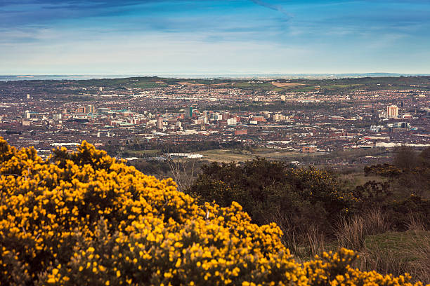 Aerial panorama of Belfast. Belfast, Northern Ireland, United Kingdom.