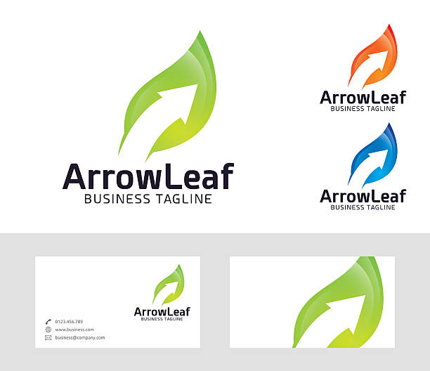 illustrazioni stock, clip art, cartoni animati e icone di tendenza di logo vettoriale arrow leaf - vector illustration and painting environmental conservation arrow sign