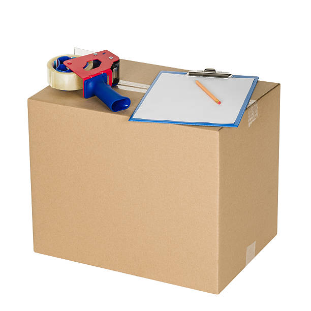 istock Cardboard box isolated on white seamless background 576564628