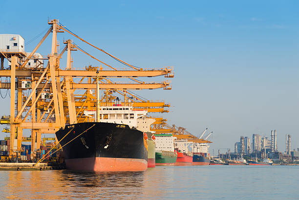 istock Industrial port and Container ship logistic the harbor in Asia , 576570014