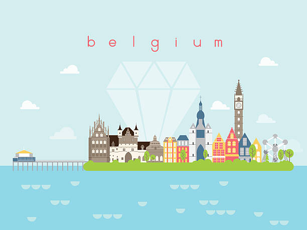 Belgium Landmarks Travel and Journey Vector Belgium Landmarks Travel and Journey Vector bergen stock illustrations