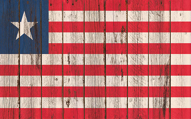 istock Flag of Liberia painted on wooden frame 576577586