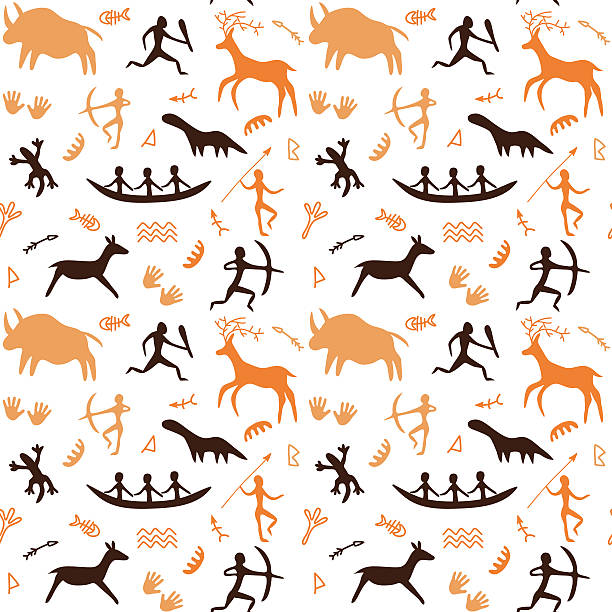 Cave drawings theme vector art illustration