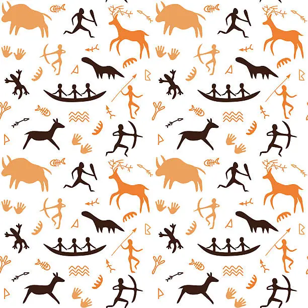 Vector illustration of Cave drawings theme