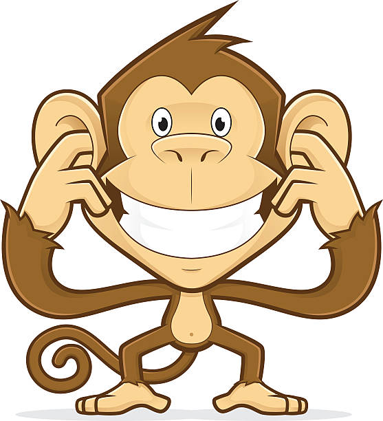 Monkey Closing His Ears Stock Illustration - Download Image Now - Noise,  Single Word No, Ape - iStock