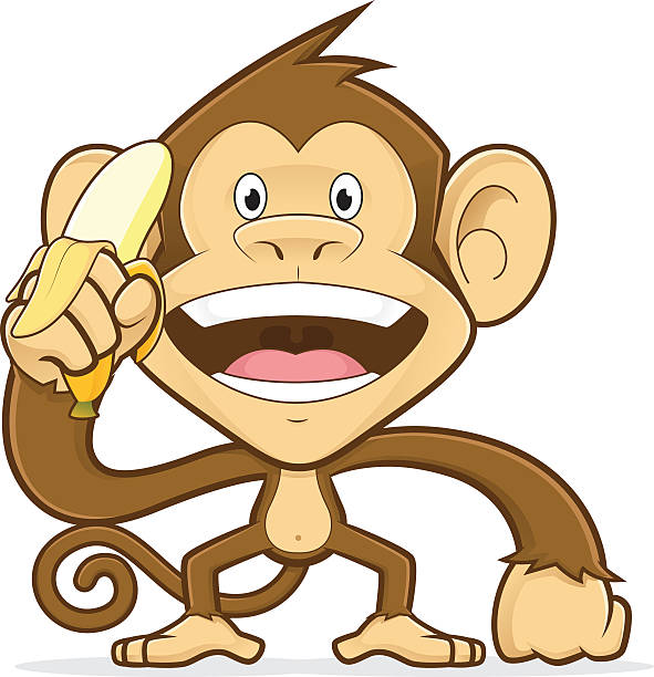 Monkey holding a banana Clipart picture of a monkey cartoon character holding a banana clip art of a monkey holding banana stock illustrations