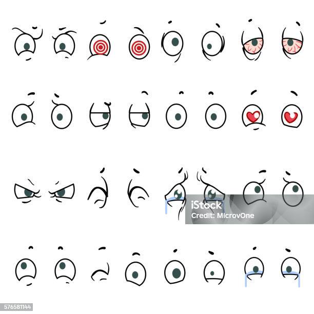 People Cartoon Eyes In Variety Expressions Stock Illustration - Download  Image Now - Cartoon, Creativity, Emotion - iStock