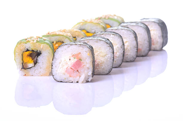 istock Traditional fresh japanese sushi rolls 576583832