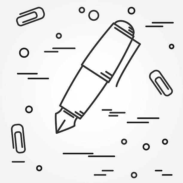 икона пера фонтана. - single line in a row ink pen stock illustrations