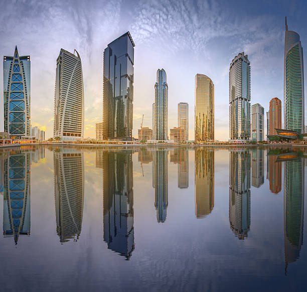 istock Business bay and Lake Tower, reflection in a river 576591508