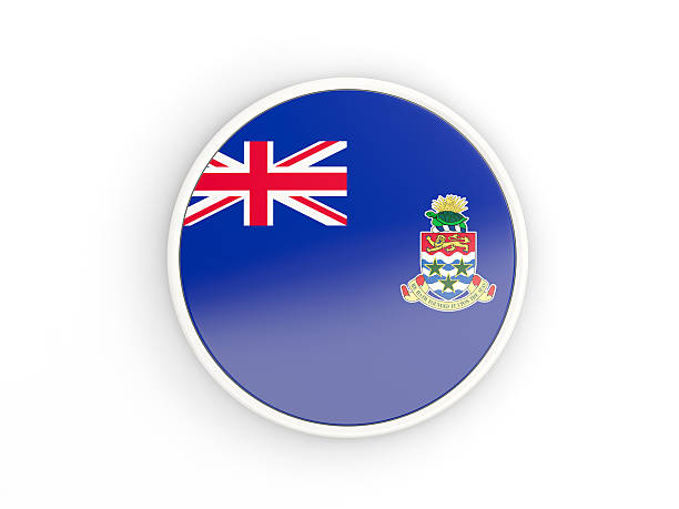 Flag of cayman islands. Round icon with white frame.3D illustration