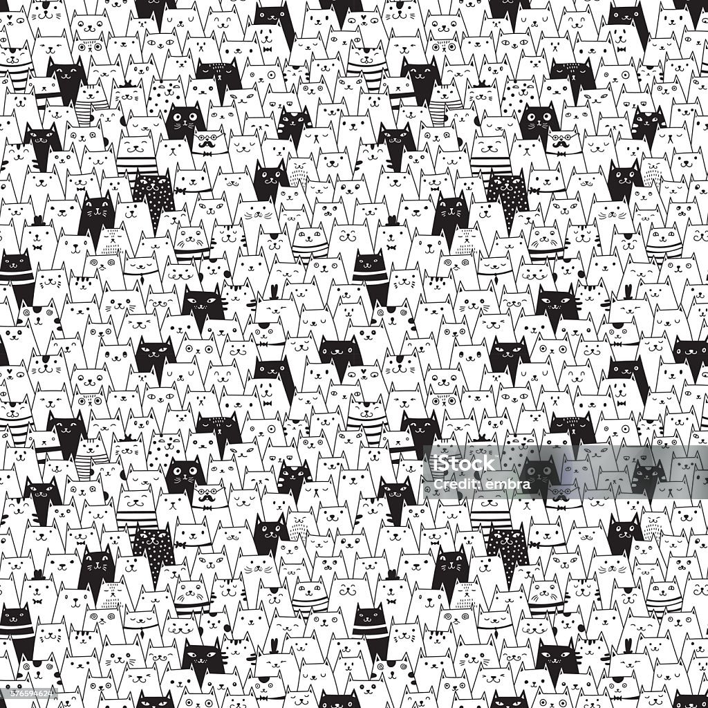 Seamless vector pattern with cute cats Cute seamless vector background Domestic Cat stock vector