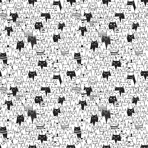 Vector illustration of Seamless vector pattern with cute cats