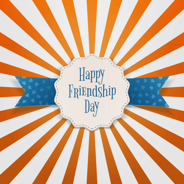 istock Friendship Day paper Emblem with Text and Ribbon 576594996