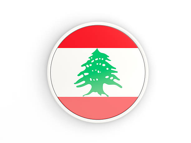 istock Flag of lebanon. Round icon with frame 576599490