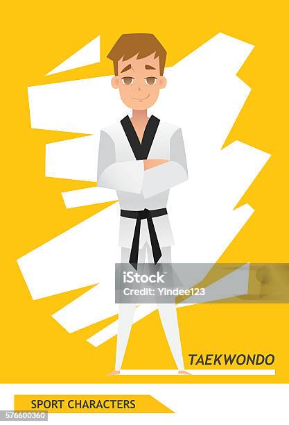 Sport Characters Taekwondo Player Stock Illustration - Download Image Now - Activity, Adult, Art