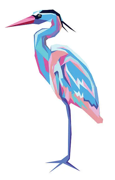 Vector illustration of Stylized bird heron, bird vector.