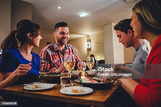 Double Date Dining Stock Photo - Download Image Now - Dining, Dinner, Double Date