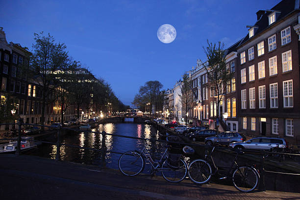 istock Amsterdam canal bridge scenics night view, Netherlands 576605684