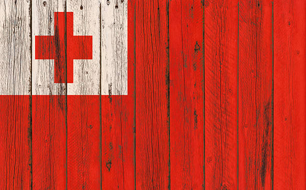 istock Flag of Tonga painted on wooden frame 576607878