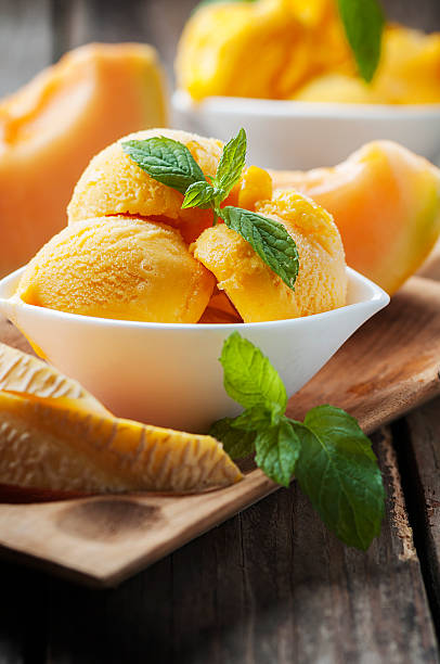 istock Fresh ice-cream with melon and mint 576608278