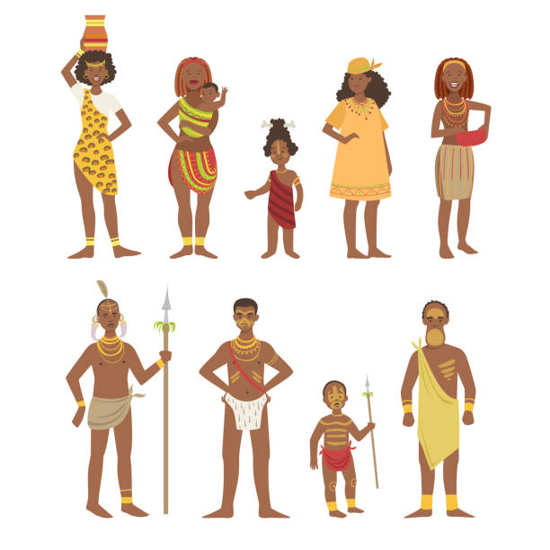 afrikanische national tribal outfit kollektion - loin cloth stock-grafiken, -clipart, -cartoons und -symbole