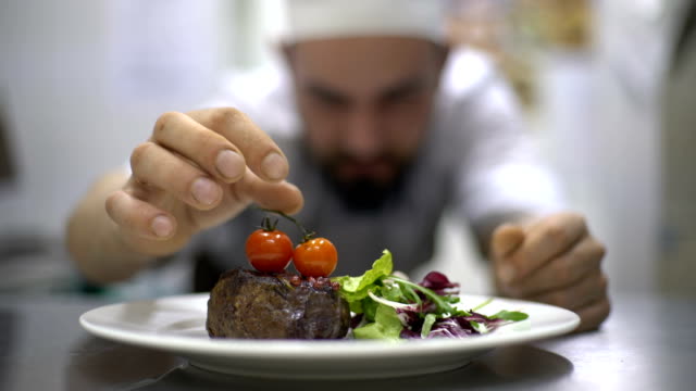 Chef at commercial cuisine in a restaurant