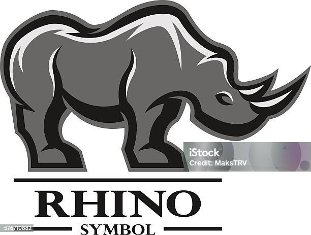 Rhino For The Symbol Labels And Other Design Artistic Silhouette Of Wild Animals Stock Illustration - Download Image Now