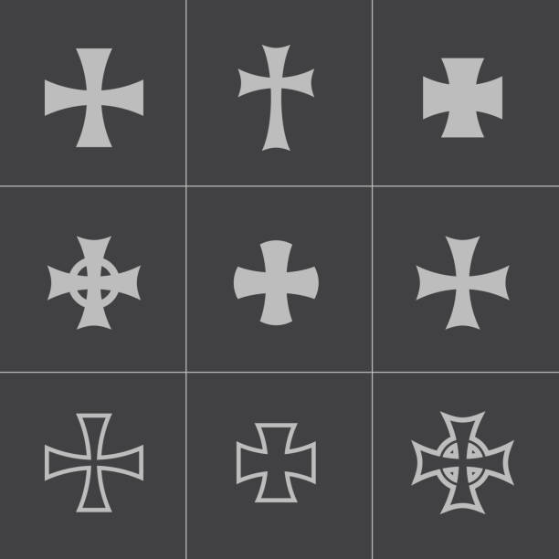 Vector choppers crosses Vector choppers crosses on grey background maltese silhouette stock illustrations