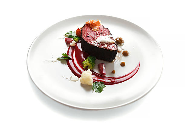 Veal fillet. Molecular cuisine with steak.