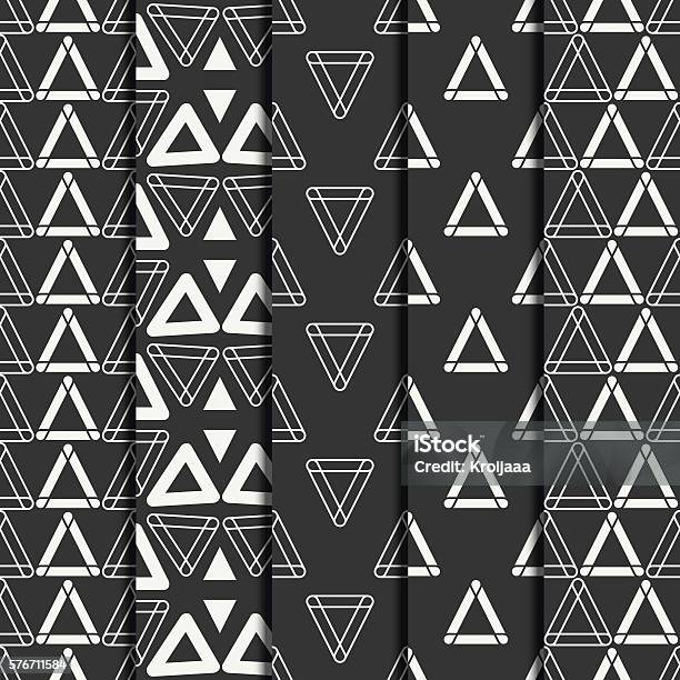 Ilustrații de stoc cu Set De Linie Geometrică Abstractă Hipster Model Fără Sudură Cu Triunghi - Descarca imaginea acum