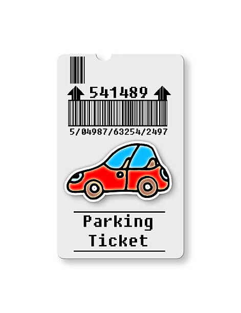 biglietto per il parcheggio su sfondo bianco - biglietto di parcheggio foto e immagini stock