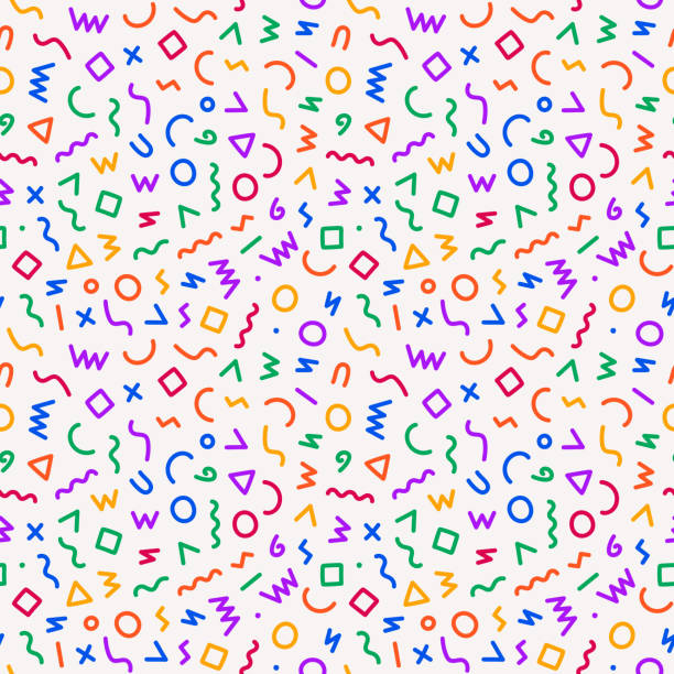 style seamless pattern style seamless pattern. Abstract vector illustration with geometric elements, shapes. children school party stock illustrations
