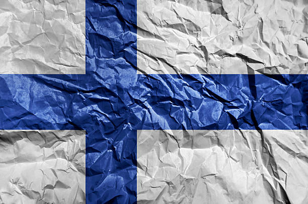 istock Finland flag painted on crumpled paper background 576713732