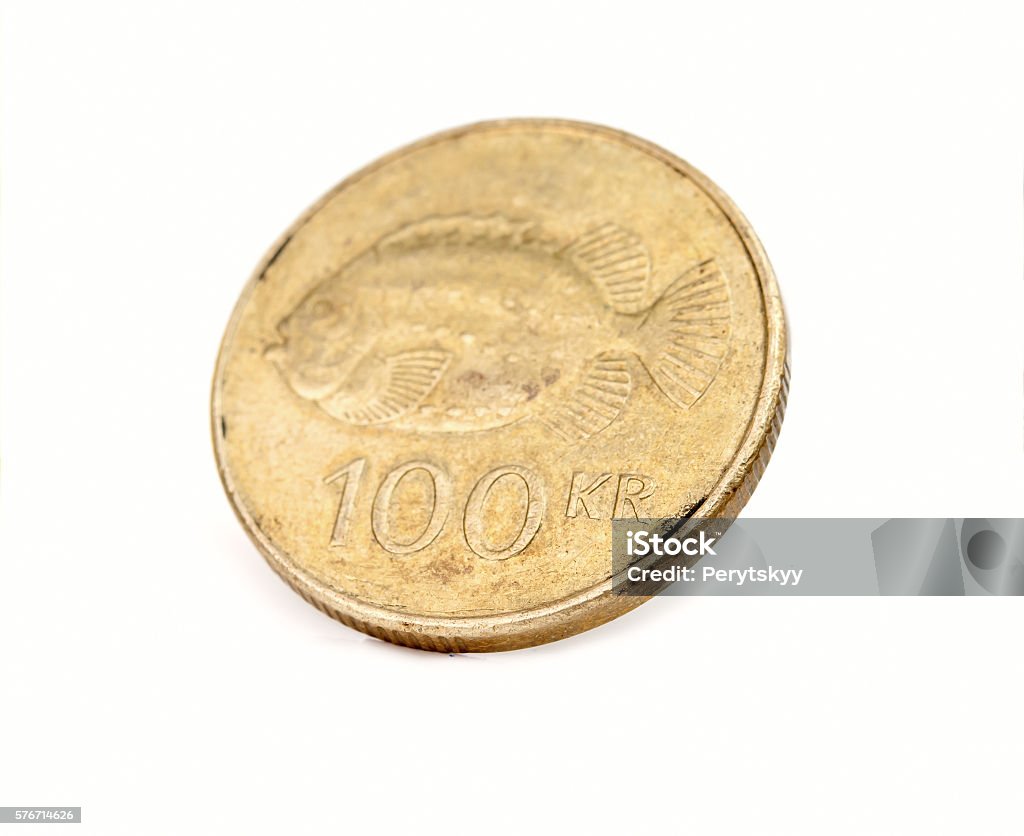 100 icelandic krona 100 icelandic krona coin isolated on white background Backgrounds Stock Photo