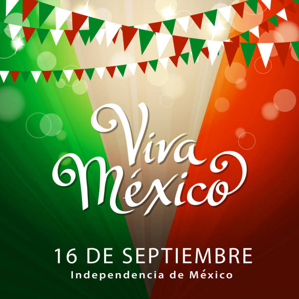 ilustraciones, imágenes clip art, dibujos animados e iconos de stock de celebra la independencia de méxico - bandera mexicana