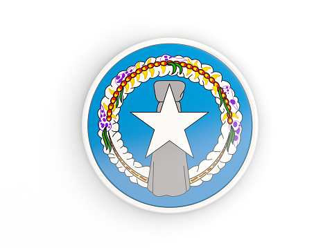 Flag of northern mariana islands. Round icon with white frame.3D illustration
