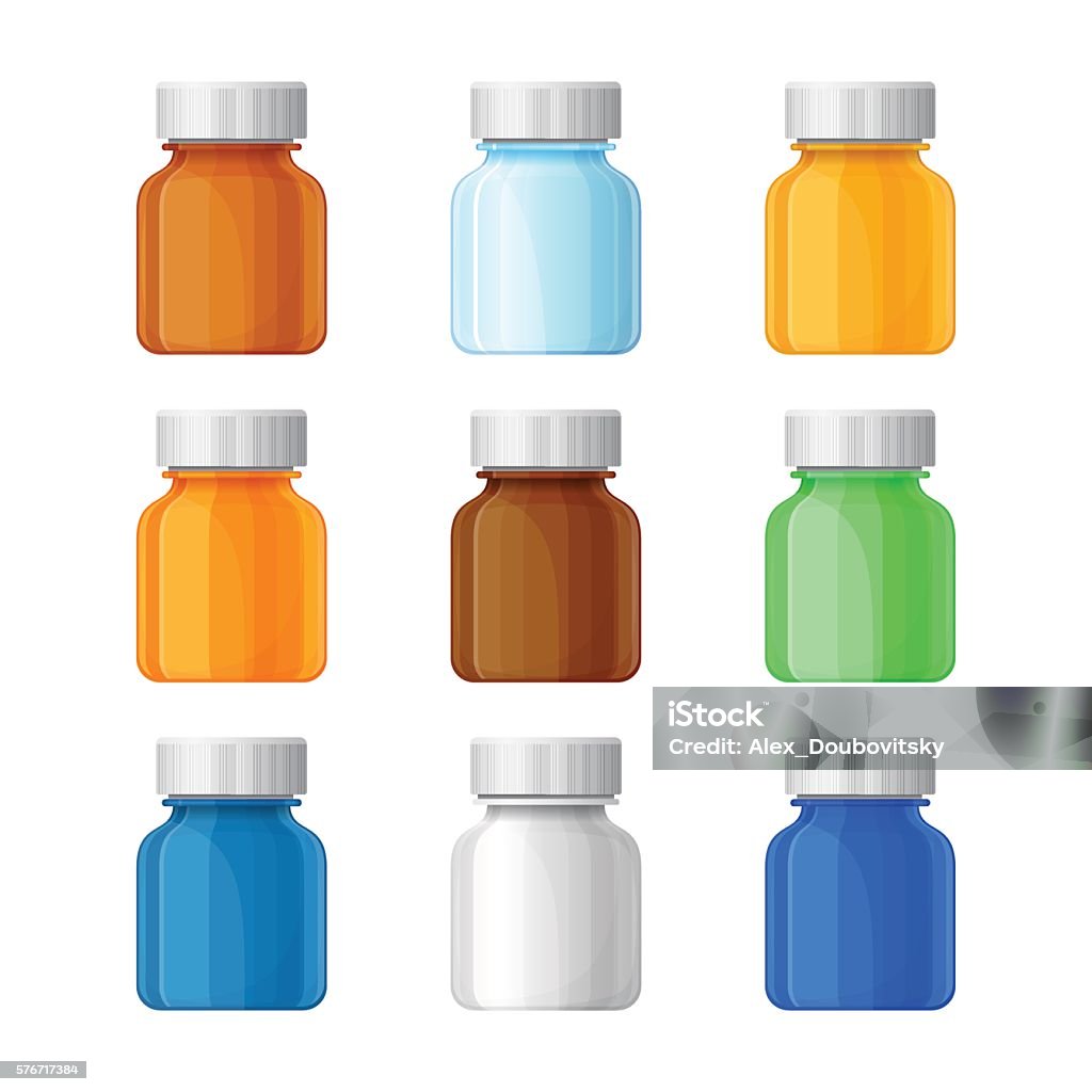 Set of vector medical bottles in flat style Arts Culture and Entertainment stock vector