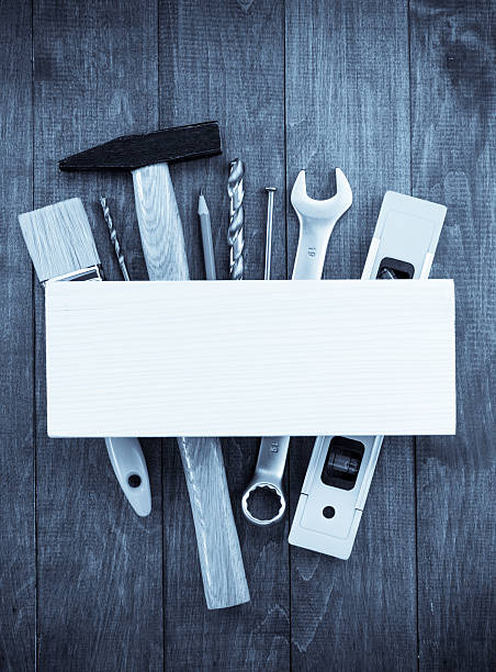 istock set of tools and instruments on wood 576719540