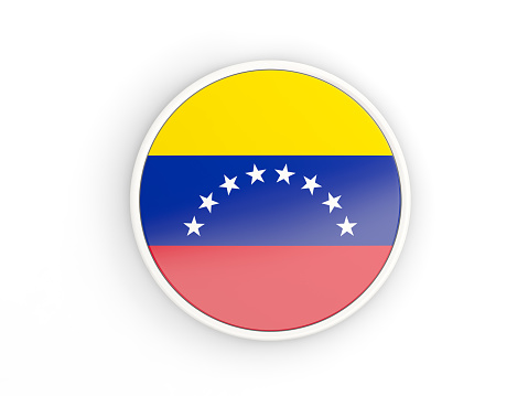 Flag of venezuela. Round icon with white frame.3D illustration