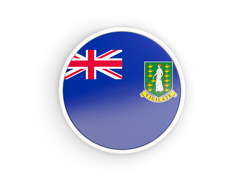 Flag of virgin islands british. Round icon with white frame.3D illustration